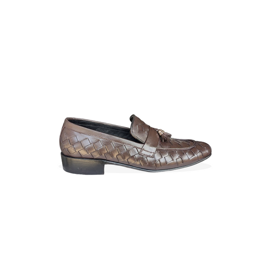 Men’s Handmade Woven Leather Loafers – Pure Leather Formal Shoes
