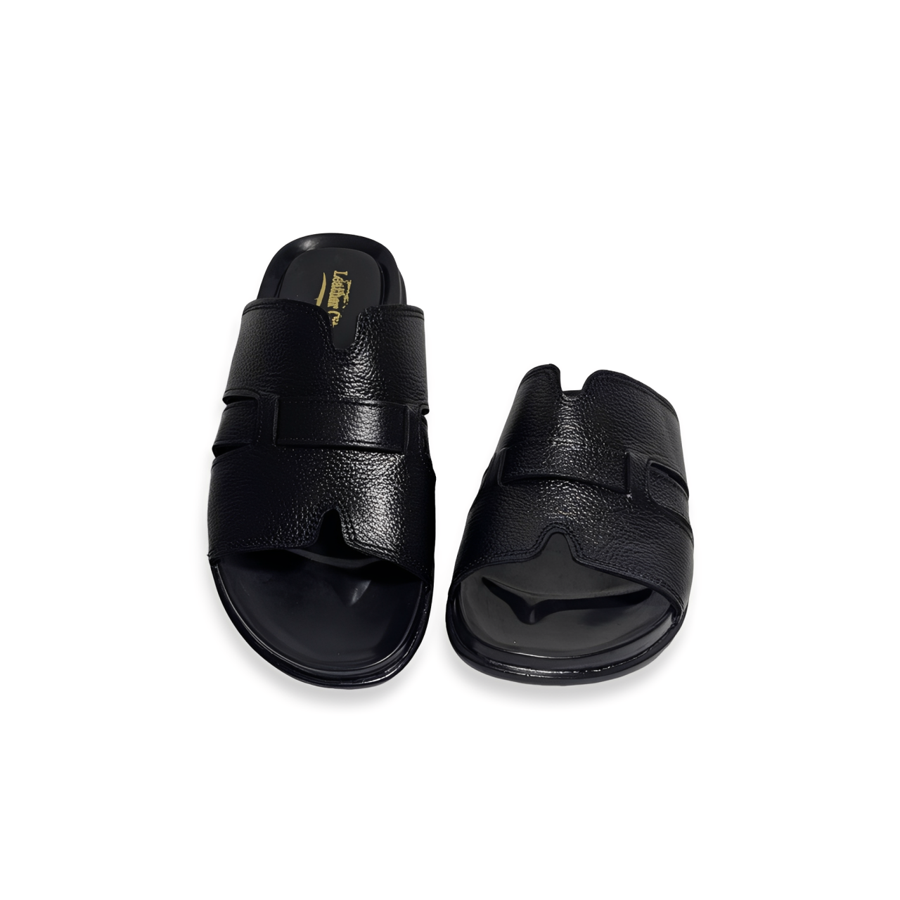 Men’s Open Leather Slippers – Medicated PU Sole