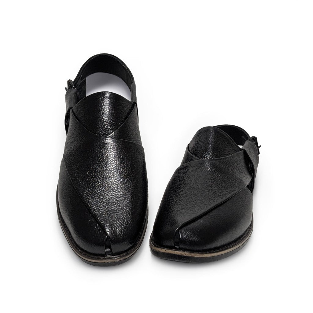 Leather Cross Peshawari Chappal for Men – Rubber Sole