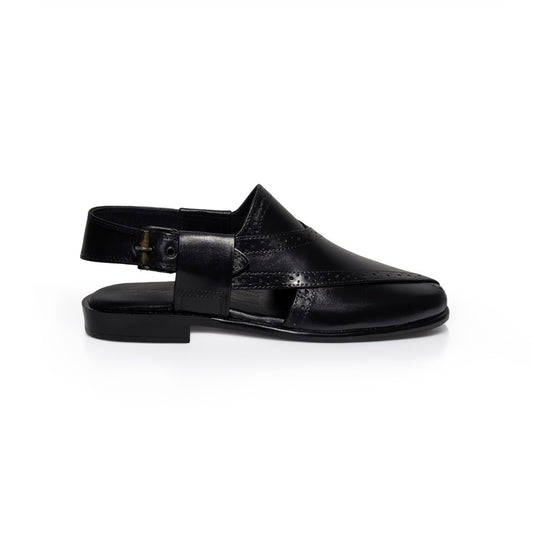 Formal Leather Peshawari Chappal for Men – Closed Front Back Strap