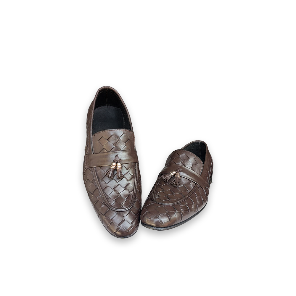 Men’s Handmade Woven Leather Loafers – Pure Leather Formal Shoes
