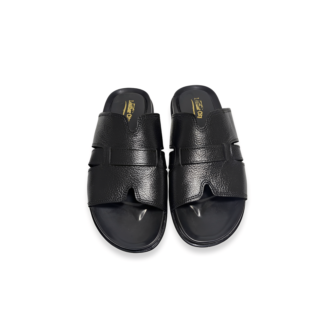 Men’s Open Leather Slippers – Medicated PU Sole