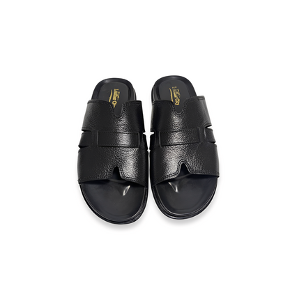 Men’s Open Leather Slippers – Medicated PU Sole