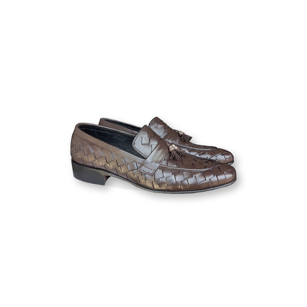 Men’s Handmade Woven Leather Loafers – Pure Leather Formal Shoes