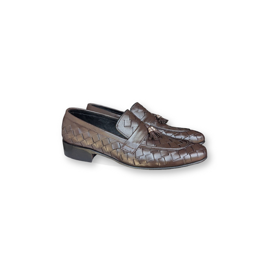 Men’s Handmade Woven Leather Loafers – Pure Leather Formal Shoes