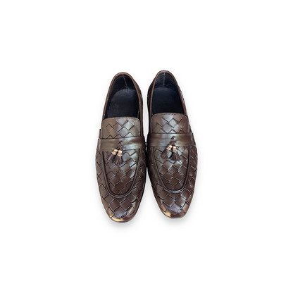 Men’s Handmade Woven Leather Loafers – Pure Leather Formal Shoes