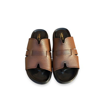 Men’s Open Leather Slippers – Medicated PU Sole