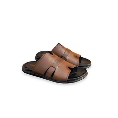 Men’s Open Leather Slippers – Medicated PU Sole
