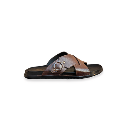 Cross Strap Pattern Leather Slipper for Men – Soft PU Sole
