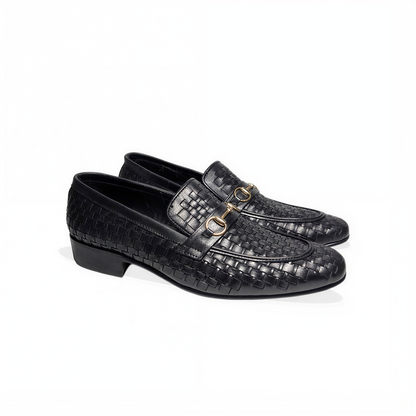 Handmade Men’s Woven Leather Horsebit Loafers – Pure Leather