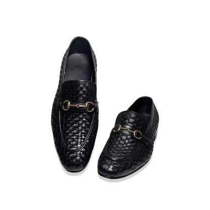 Handmade Men’s Woven Leather Horsebit Loafers – Pure Leather