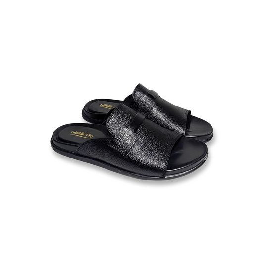 Premium Leather Slippers for Men – Soft PU Sole