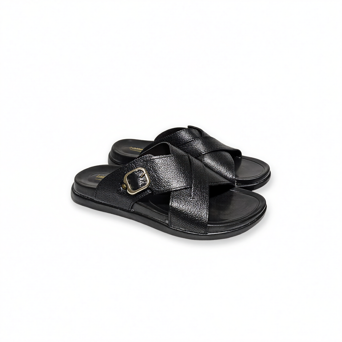 Cross Strap Pattern Leather Slipper for Men – Soft PU Sole