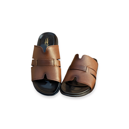 Men’s Open Leather Slippers – Medicated PU Sole