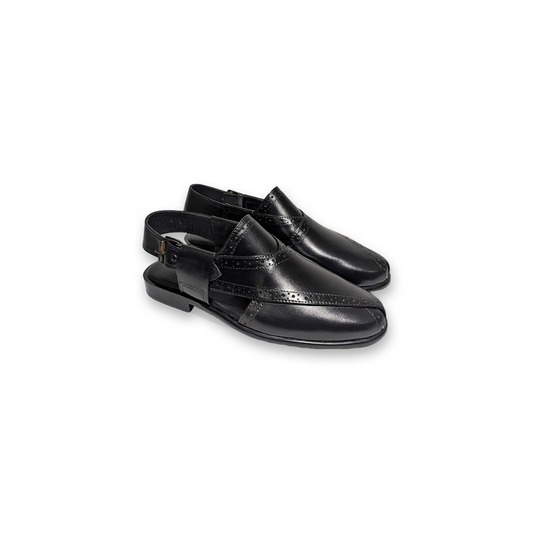 Formal Leather Peshawari Chappal for Men – Closed Front Back Strap