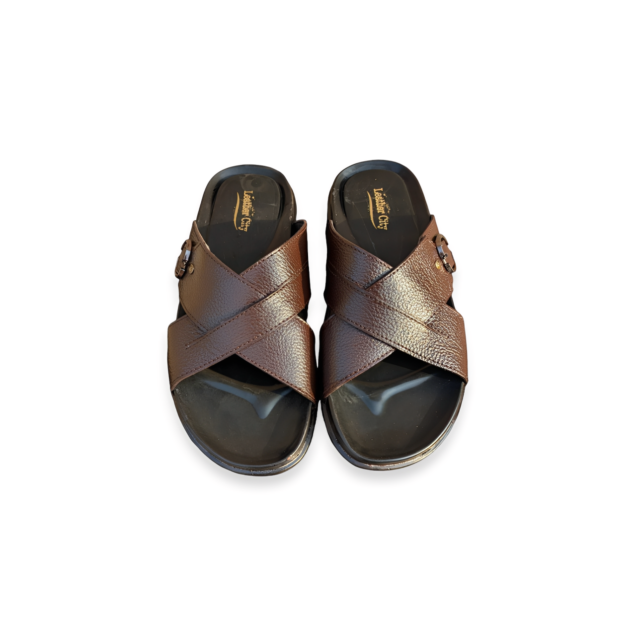 Cross Strap Pattern Leather Slipper for Men – Soft PU Sole