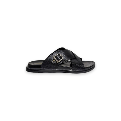 Cross Strap Pattern Leather Slipper for Men – Soft PU Sole