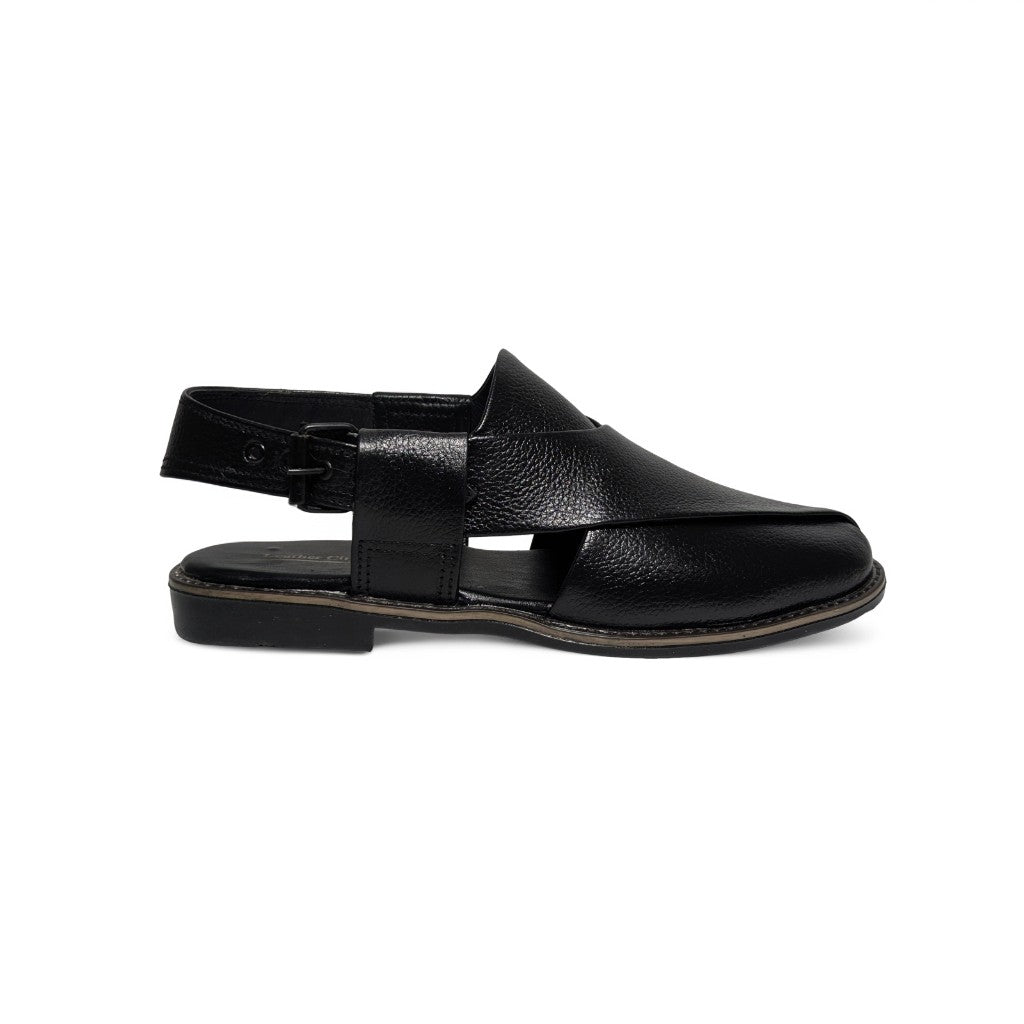 Leather Cross Peshawari Chappal for Men – Rubber Sole