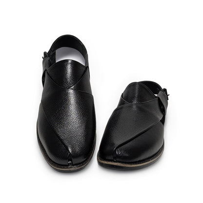 Leather Cross Peshawari Chappal for Men – Rubber Sole