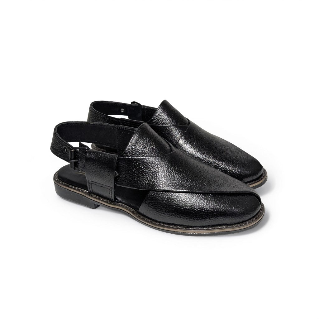Leather Cross Peshawari Chappal for Men – Rubber Sole