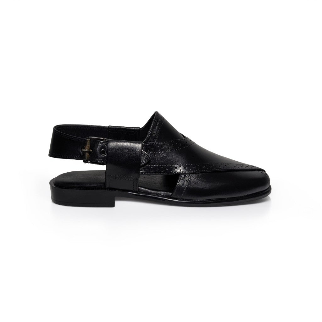 Formal Leather Peshawari Chappal for Men – Closed Front Back Strap