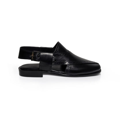 Formal Leather Peshawari Chappal for Men – Closed Front Back Strap