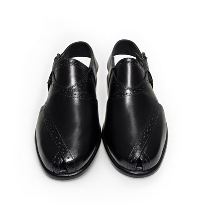 Formal Leather Peshawari Chappal for Men – Closed Front Back Strap