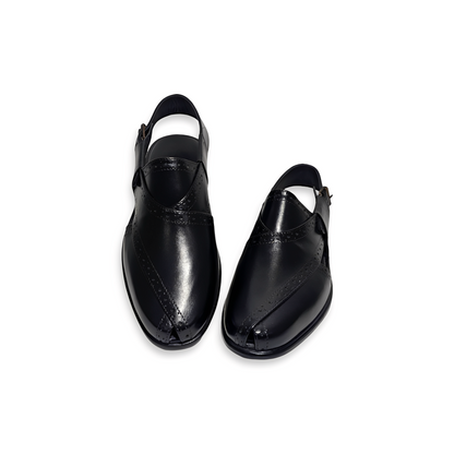 Formal Leather Peshawari Chappal for Men – Closed Front Back Strap