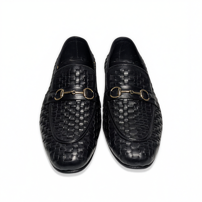 Handmade Men’s Woven Leather Horsebit Loafers – Pure Leather